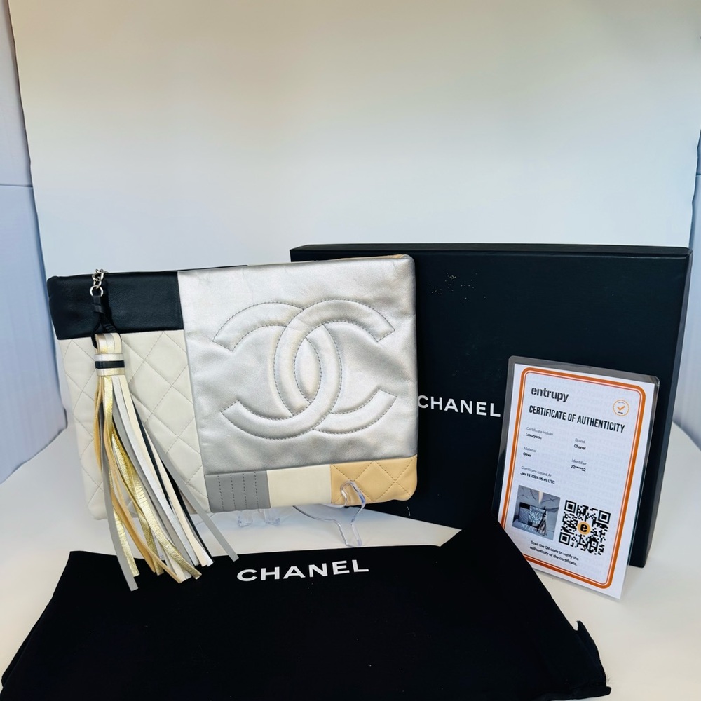 Authentic CHANEL Lambskin Colorblock Clutch